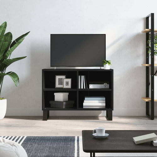Comodă TV, negru, 69,5x30x50 cm, lemn compozit Lando