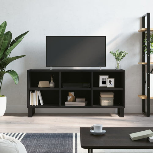 Comodă TV, negru, 103,5x30x50 cm, lemn compozit Lando