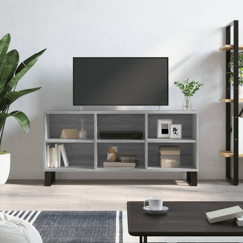 Comodă TV, gri sonoma, 103,5x30x50 cm, lemn compozit Lando