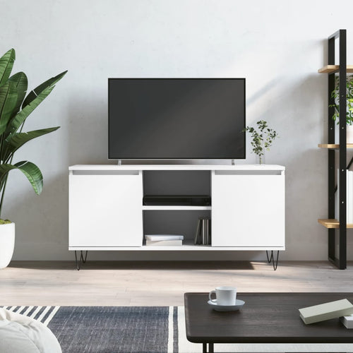 Comodă TV, alb, 104x35x50 cm, lemn compozit Lando