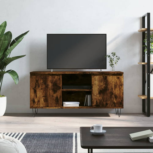 Comodă TV, stejar fumuriu, 104x35x50 cm, lemn compozit Lando