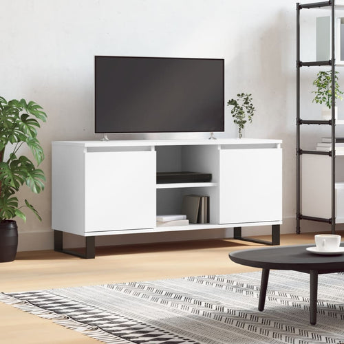 Comodă TV, alb, 104x35x50 cm, lemn compozit Lando