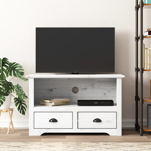 Comodă TV cu 2 sertare „BODO” alb 91x43x56 cm lemn masiv de pin Lando