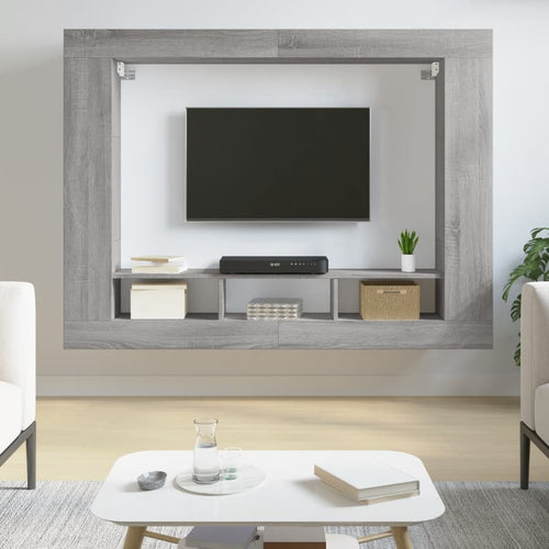 Comodă TV, gri sonoma, 152x22x113 cm, lemn prelucrat