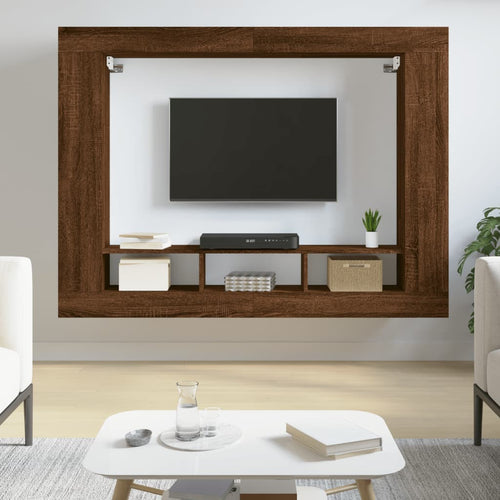 Dulap TV, stejar maro, 152x22x113 cm, lemn prelucrat