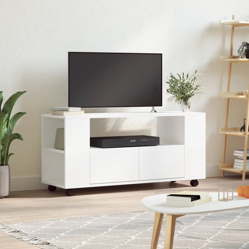 Comodă TV, alb, 102x34,5x43 cm, lemn prelucrat Lando