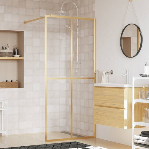 Paravan duș walk-in, auriu, 100x195 cm, sticlă ESG transparentă Lando