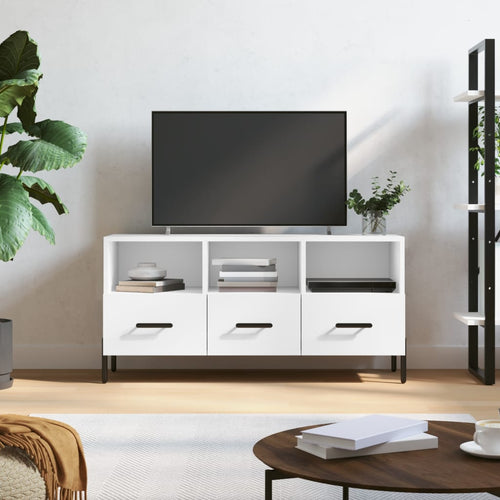 Dulap TV, alb, 102x36x50 cm, lemn prelucrat Lando