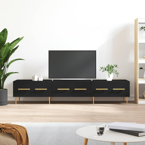 Dulap TV, negru, 150x36x30 cm, lemn prelucrat Lando