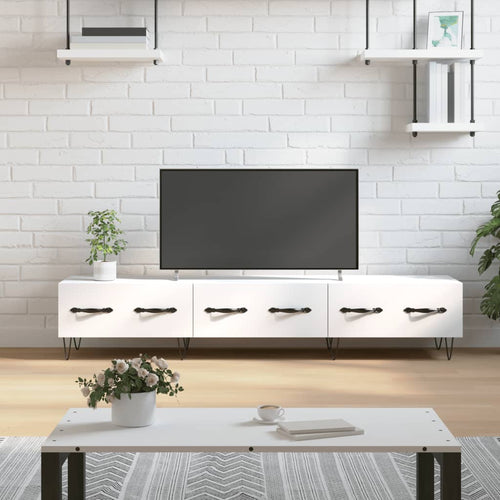 Comodă TV, alb, 150x36x30 cm, lemn prelucrat Lando
