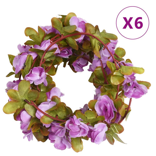 Ghirlande de flori artificiale, 6 buc., violet deschis, 250 cm
