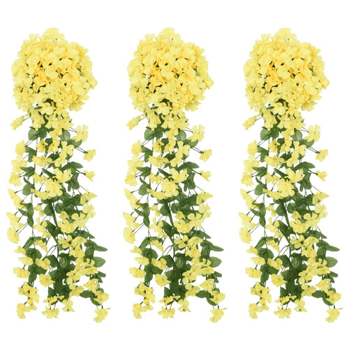 Ghirlande de flori artificiale, 3 buc., galben, 85 cm