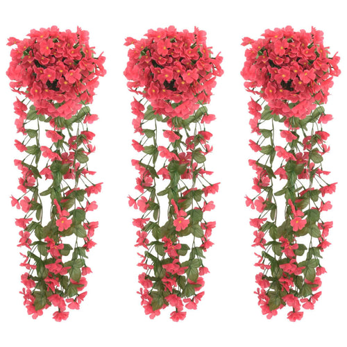 Ghirlande de flori artificiale, 3 buc., roze, 85 cm