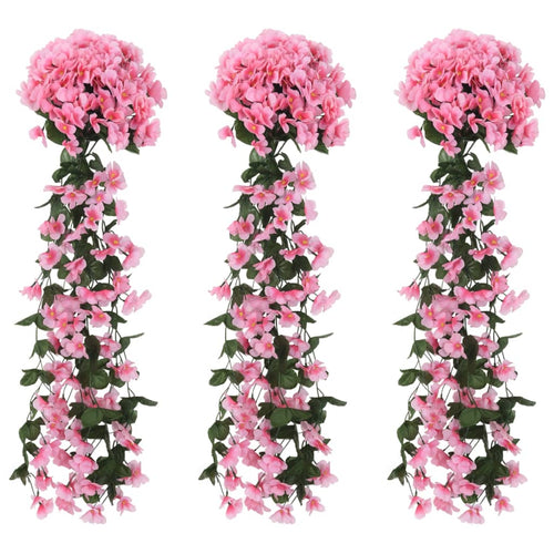 Ghirlande de flori artificiale, 3 buc., roz, 85 cm