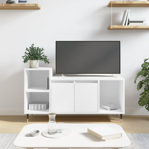 Comodă TV, alb, 100x35x55 cm, lemn prelucrat Lando