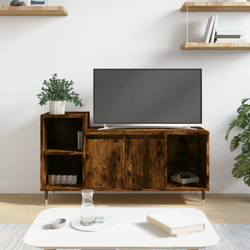 Comodă TV, stejar fumuriu, 100x35x55 cm, lemn prelucrat Lando