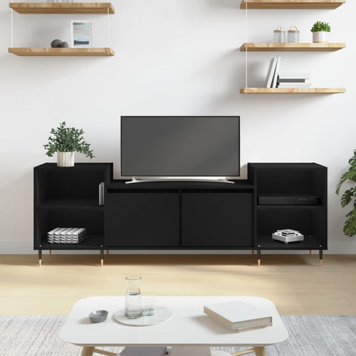 Comodă TV, negru, 160x35x55 cm, lemn prelucrat Lando