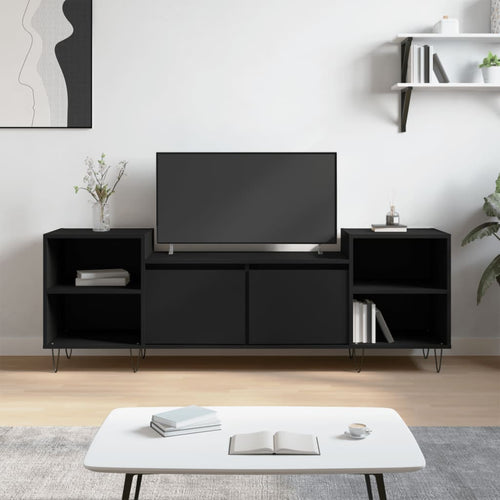 Comodă TV, negru, 160x35x55 cm, lemn prelucrat Lando