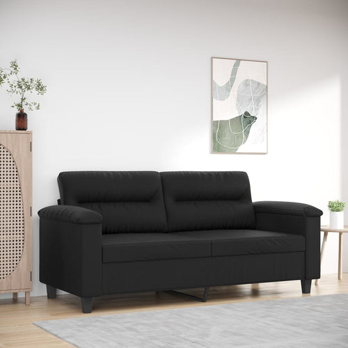 Canapea cu 2 locuri, negru, 140 cm, piele ecologică