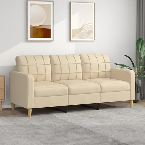 Canapea cu 3 locuri, crem, 180 cm, material textil Lando