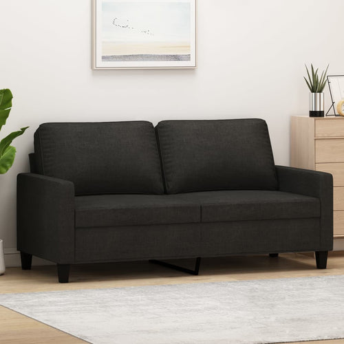 Canapea cu 2 locuri, negru, 140 cm, material textil Lando