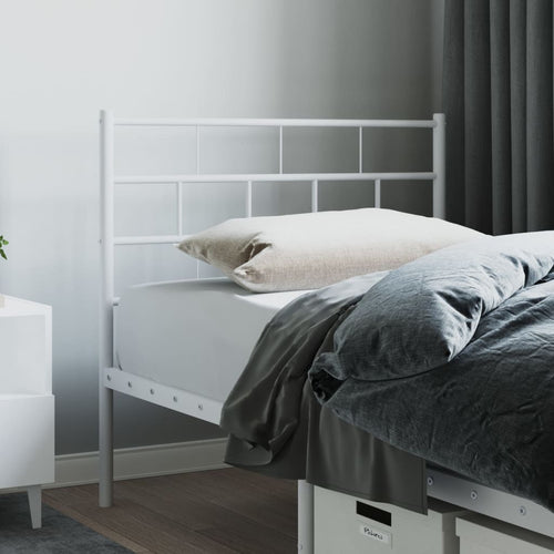 Tăblie de pat metalică, alb, 100 cm