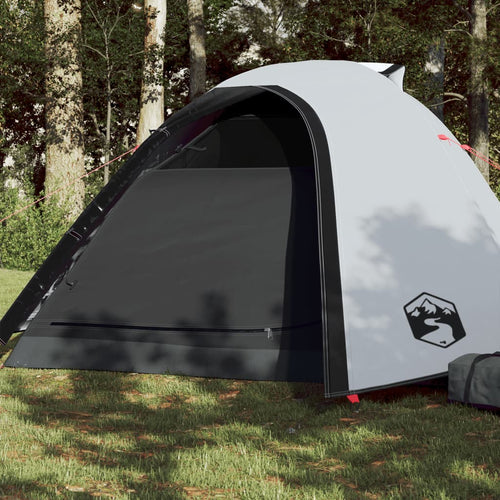 Cort de camping 4 persoane, alb, 267x272x145 cm, tafta 185T