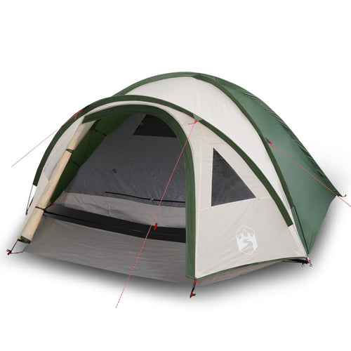 Cort de camping 4 persoane, verde, 300x250x132 cm, tafta 185T