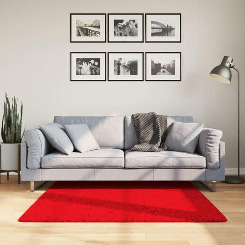 Covor HUARTE, fir scurt, moale și lavabil, roșu, 120x120 cm