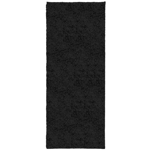 Covor pufos "PAMPLONA" cu fire înalte, negru modern, 80x200 cm