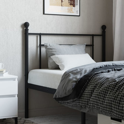 Tăblie de pat metalică, negru, 100 cm