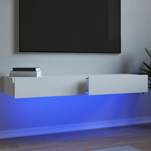 Dulapuri TV cu lumini LED, 2 buc., alb, 60x35x15,5 cm Lando