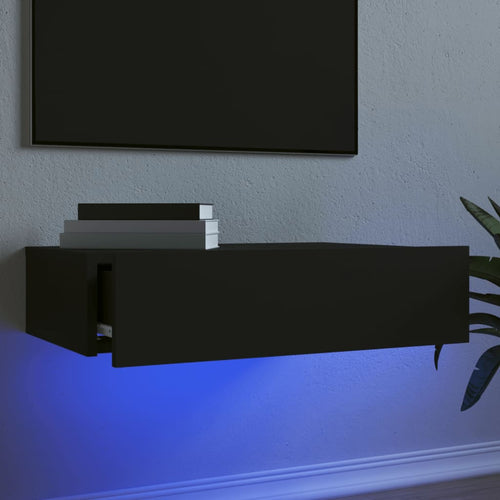 Comodă TV cu lumini LED, negru, 60x35x15,5 cm Lando