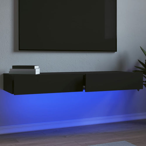 Dulapuri TV cu lumini LED, 2 buc., negru, 60x35x15,5 cm Lando