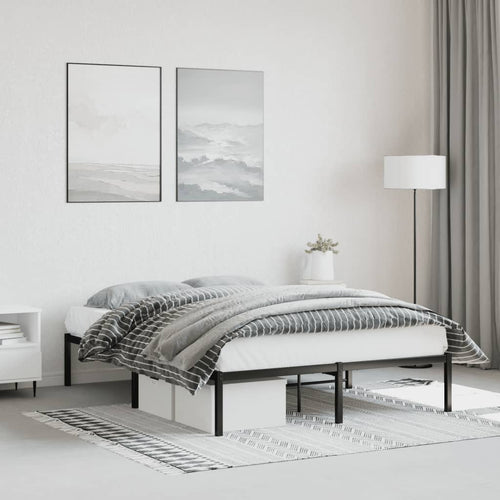 Cadru pat metalic, negru, 140x190 cm