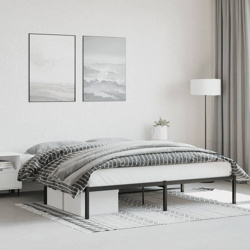 Cadru pat metalic, negru, 183x213 cm