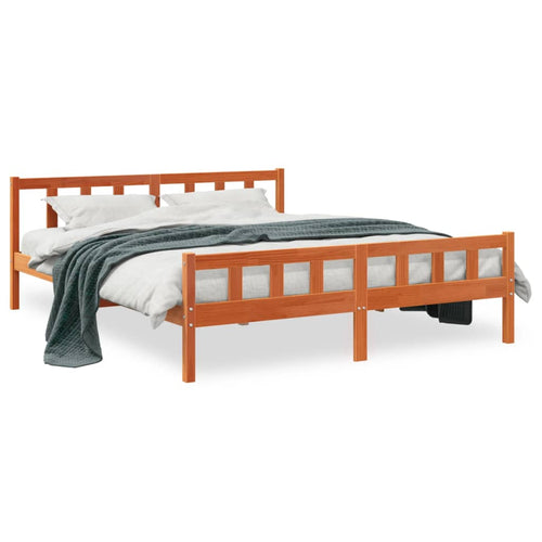 Cadru de pat cu tăblie, maro ceruit, 180x200 cm, lemn masiv pin