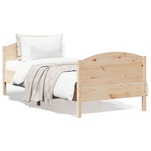 Cadru de pat cu tăblie, 90x200 cm, lemn masiv de pin