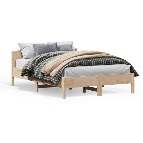 Cadru de pat cu tăblie, 140x200 cm, lemn masiv de pin