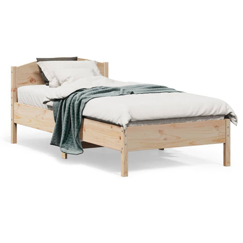 Cadru de pat cu tăblie, 90x190 cm, lemn masiv pin