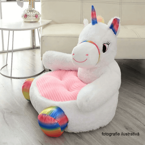 Fotoliu tip sac unicorn, alb/roz/amestec de culori, BUFEL Lando