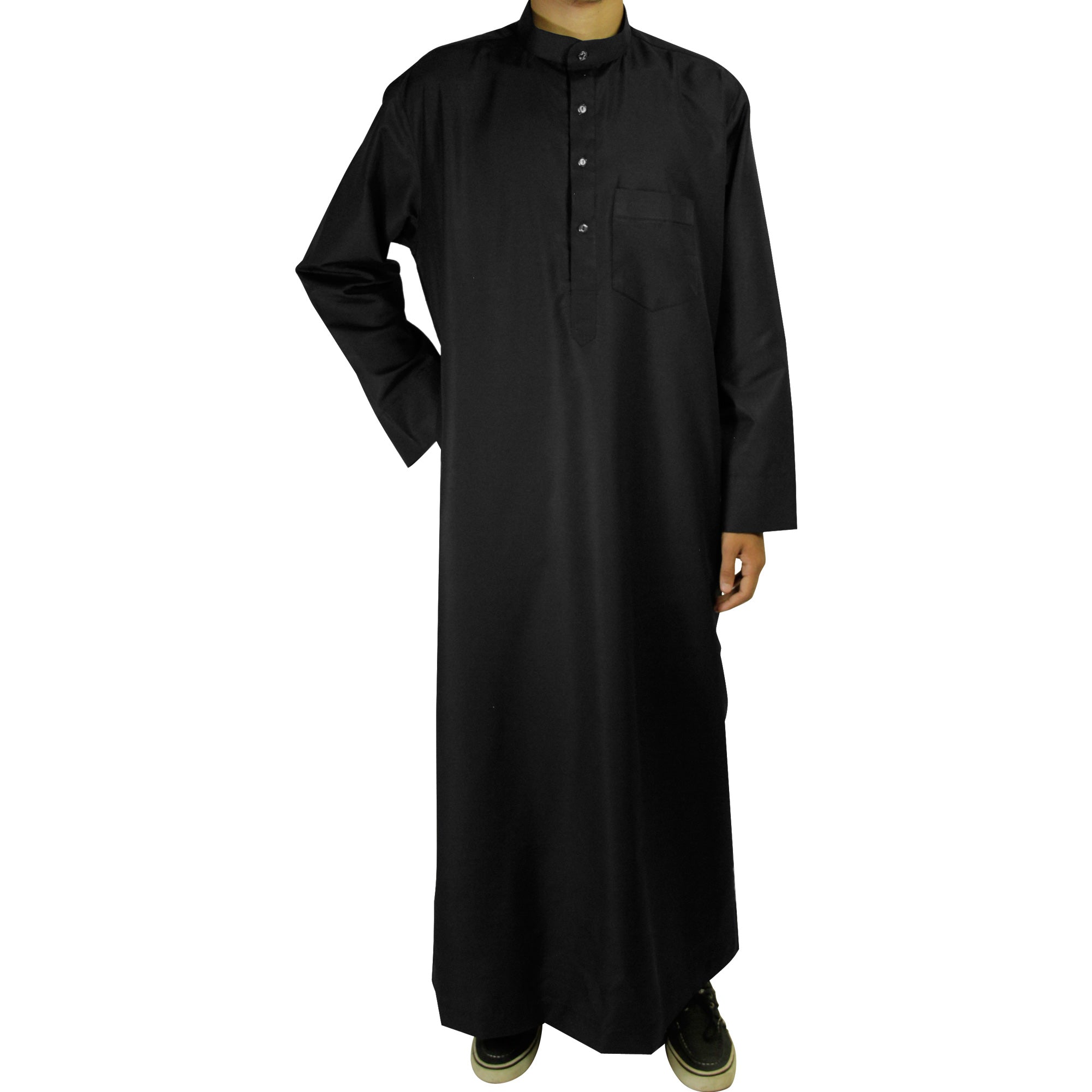 Hijaz Black Loose Fit Long Sleeve Men's Formal Cotton Thobe #MT108 ...