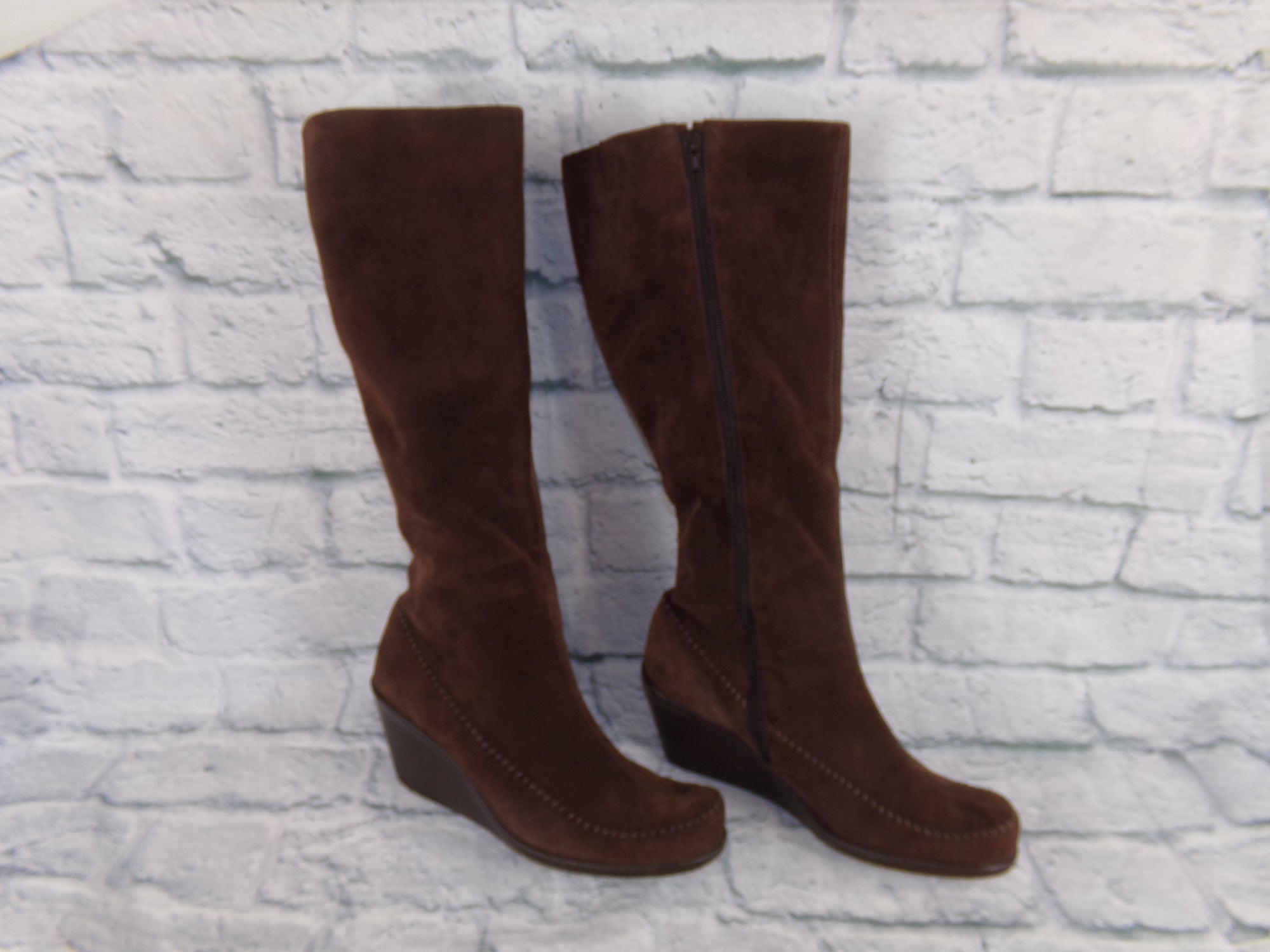 aerosoles wedge boots suede