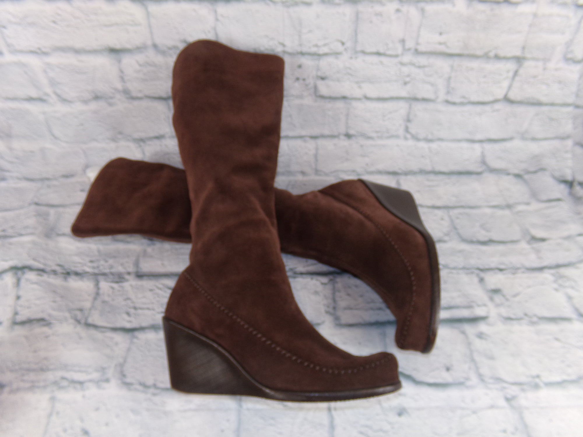 aerosoles wedge boots suede