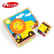 Load image into Gallery viewer, 9 Piece wooden animal cube puzzle AC6670
