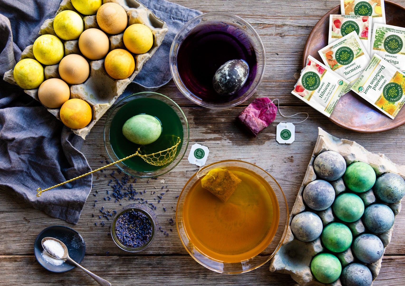 dying eggs with herb teas
