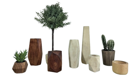 Natural Wood Containers, Faux Botanicals