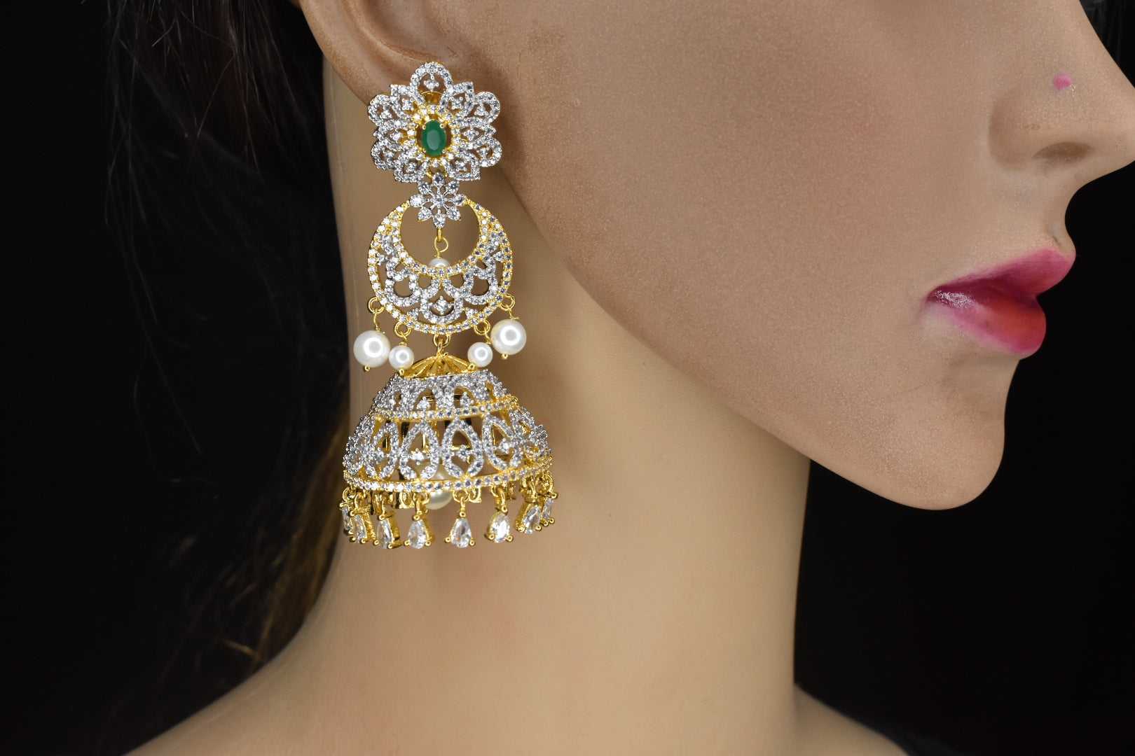 Buy Latest Small AD Jhumka Earrings Gold Designs American Diamond Jhumka  Earrings South Indian Jhumka Designs in Gold Bollywood Earrings Online in  India - Etsy