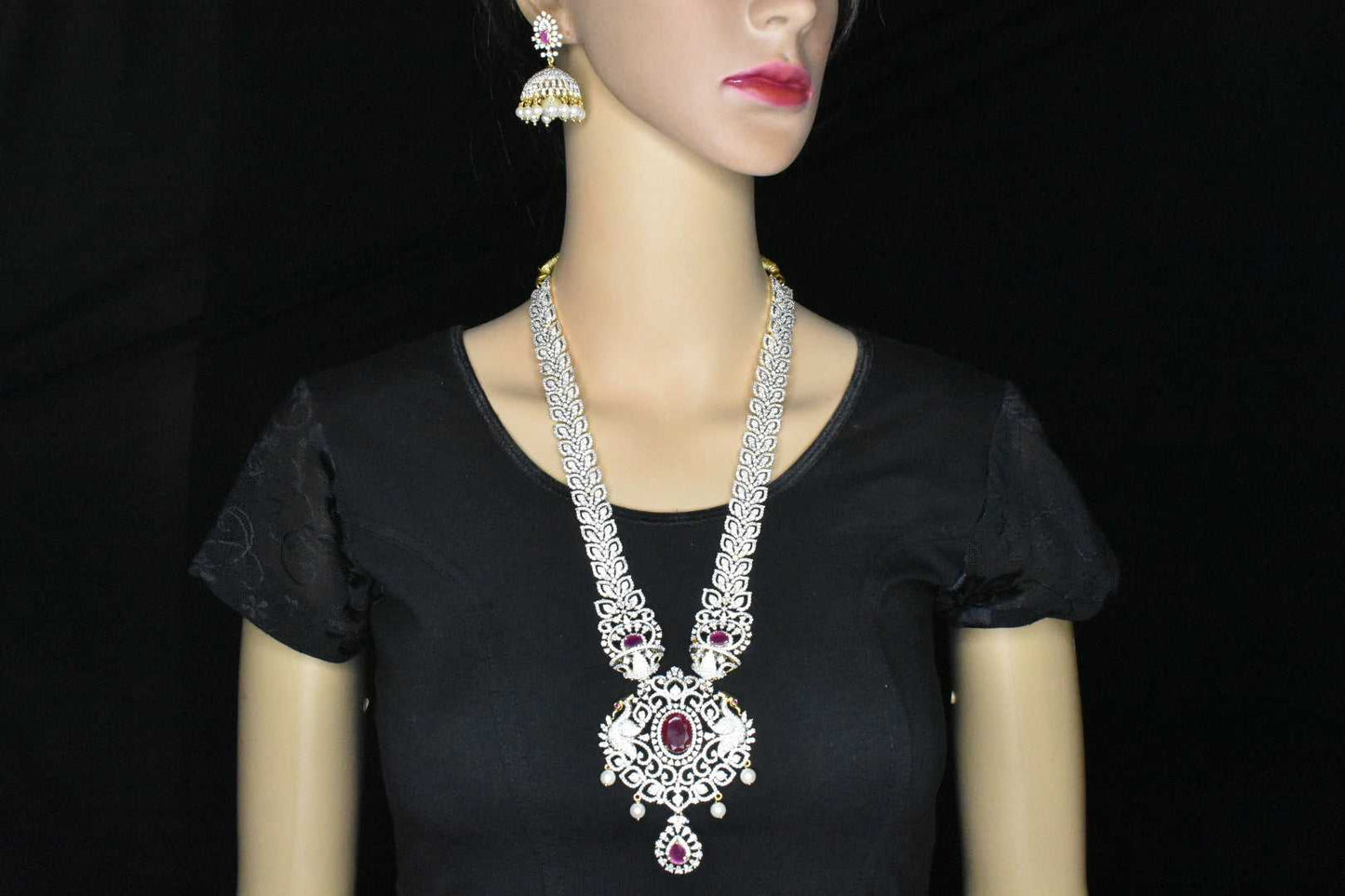 Buy Ishita CZ Silver Long Necklace