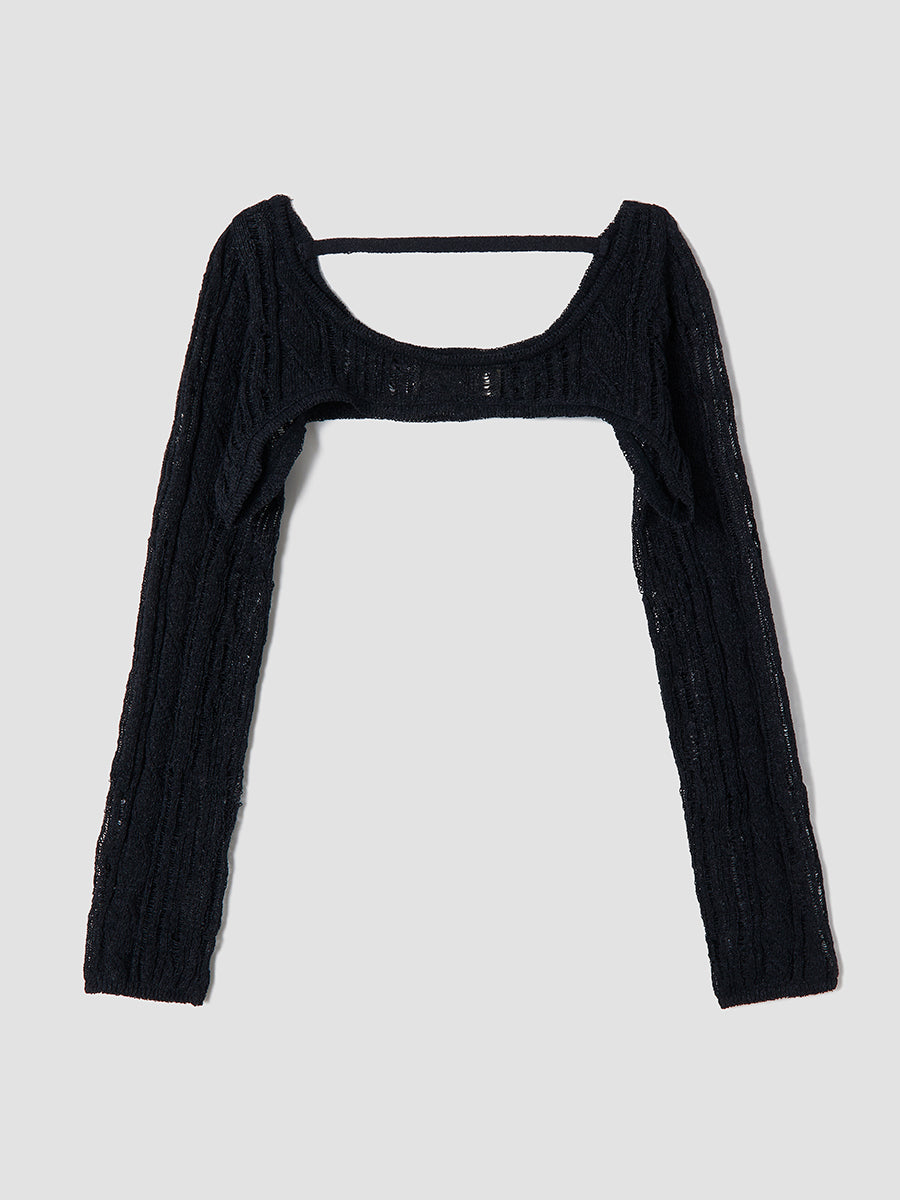 Seji Two-Piece Cable Knit Top / Black